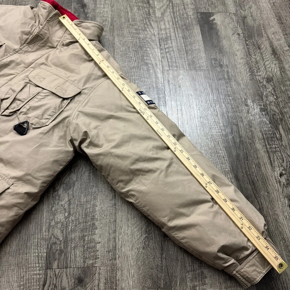Vintage 90s Tommy Hilfiger Duck Down Puffer Jacket Utility Pockets Khaki